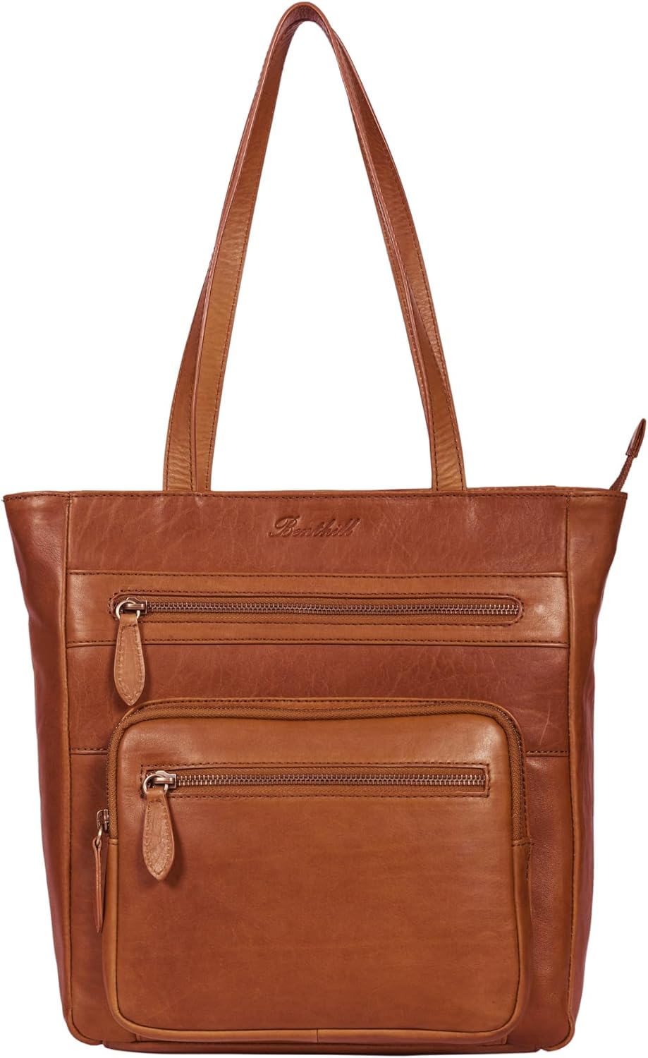 Benthill Schultertasche Damen Echt Leder | Shopper aus echtem Rindsleder | Vintage Handtasche mit vi