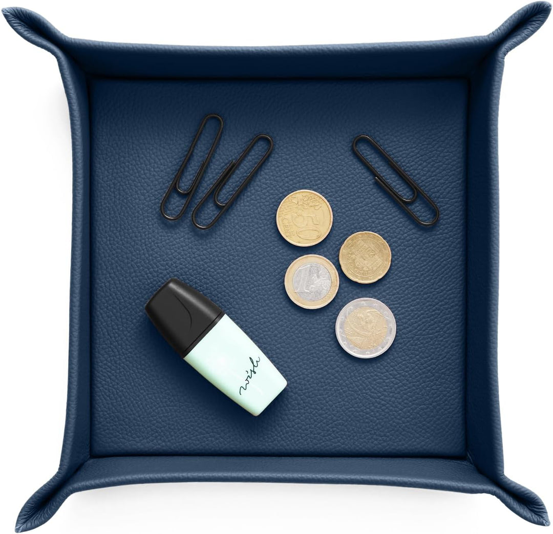 Eglooh - Iris - Taschenleerer aus echtem Leder Blau - Schreibtisch-Organizer mit modernem Design - A
