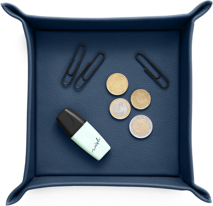 Eglooh - Iris - Taschenleerer aus echtem Leder Blau - Schreibtisch-Organizer mit modernem Design - A