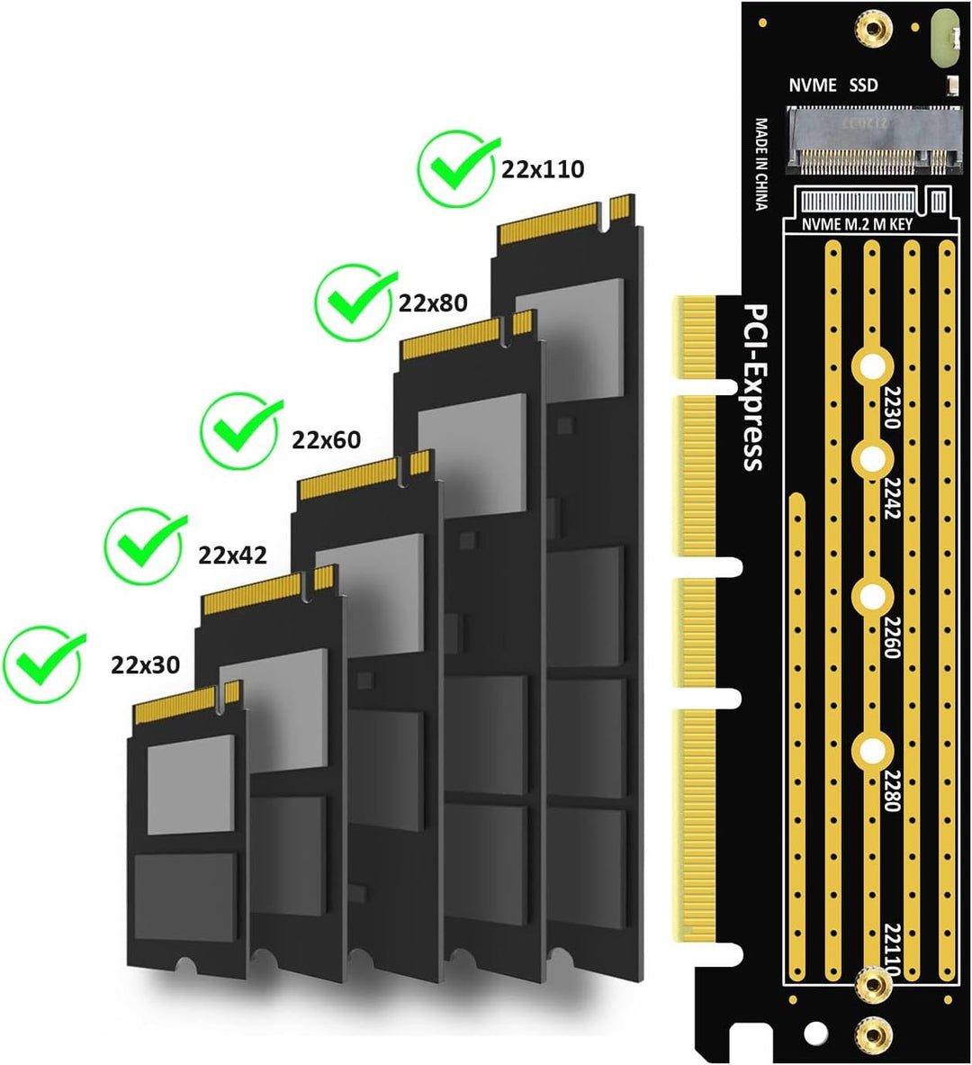 GLOTRENDS PA16 22110/2280 M.2 NVMe zu PCIe 4.0 X4 Adapter mit Vollabdeckung Aluminium Kühlkörper, PC