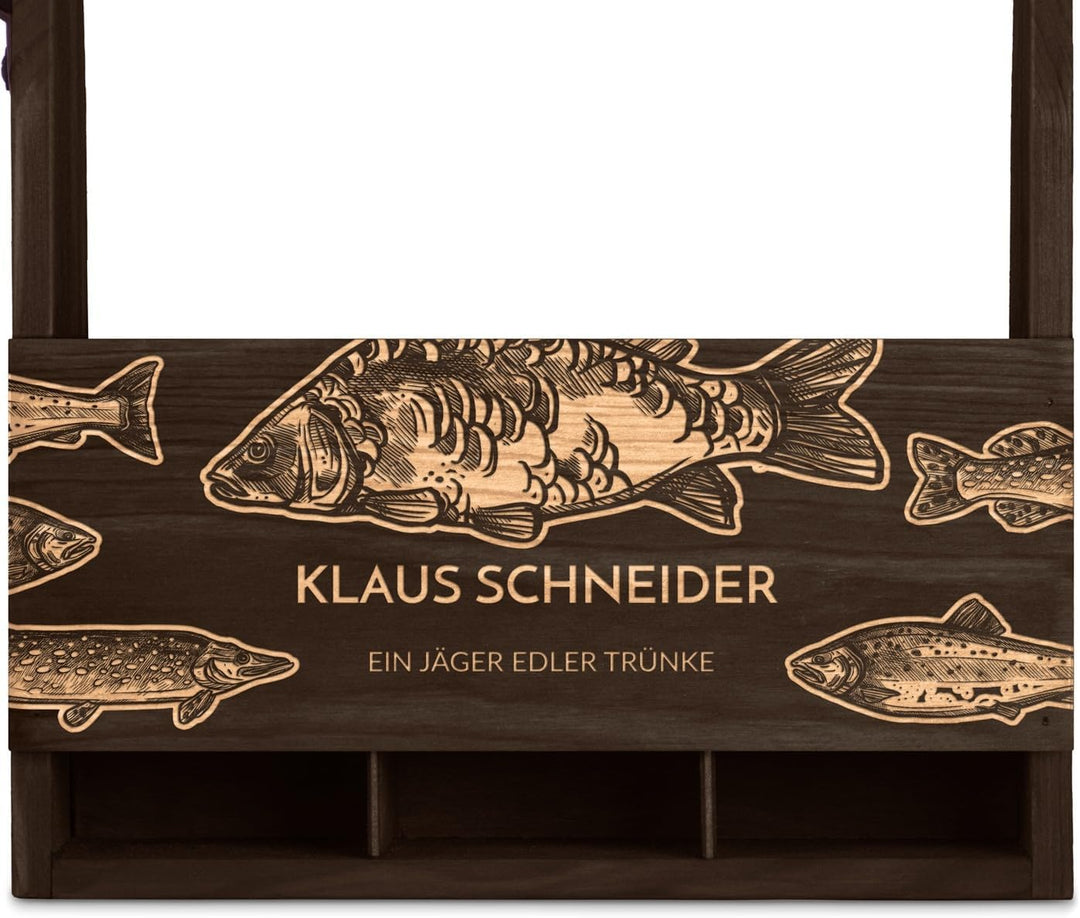 Murrano Bierträger für 6 Flaschen 0,5L mit Gravur - Männerhandtasche mit Flaschenöffner - Grösse: 25