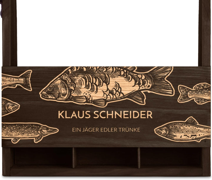 Murrano Bierträger für 6 Flaschen 0,5L mit Gravur - Männerhandtasche mit Flaschenöffner - Grösse: 25