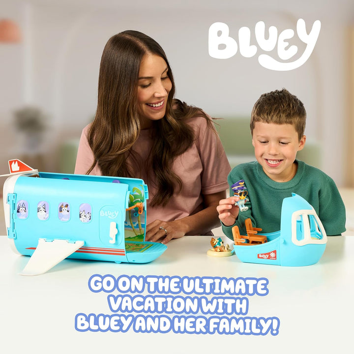BlueY 3-in-1 Flugzeug-Spielset zum Ausklappen; Verwandlung von Flugzeug in Hotelresort & Boot! 70 cm