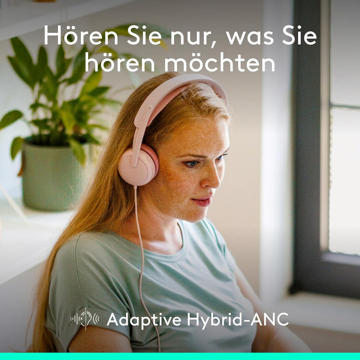 Logitech Zone Wired 2 – Headset mit Geräuschunterdrückung und Adaptive Hybrid-ANC, USB-C mit USB-A-A