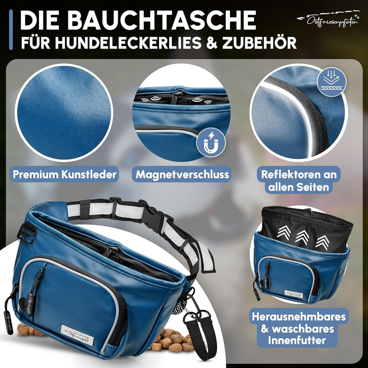 Ostfriesenpfoten® Leckerli-Bauchtasche 'Talea' für Hunde aus Kunstleder mit Einhandmagnetverschluss