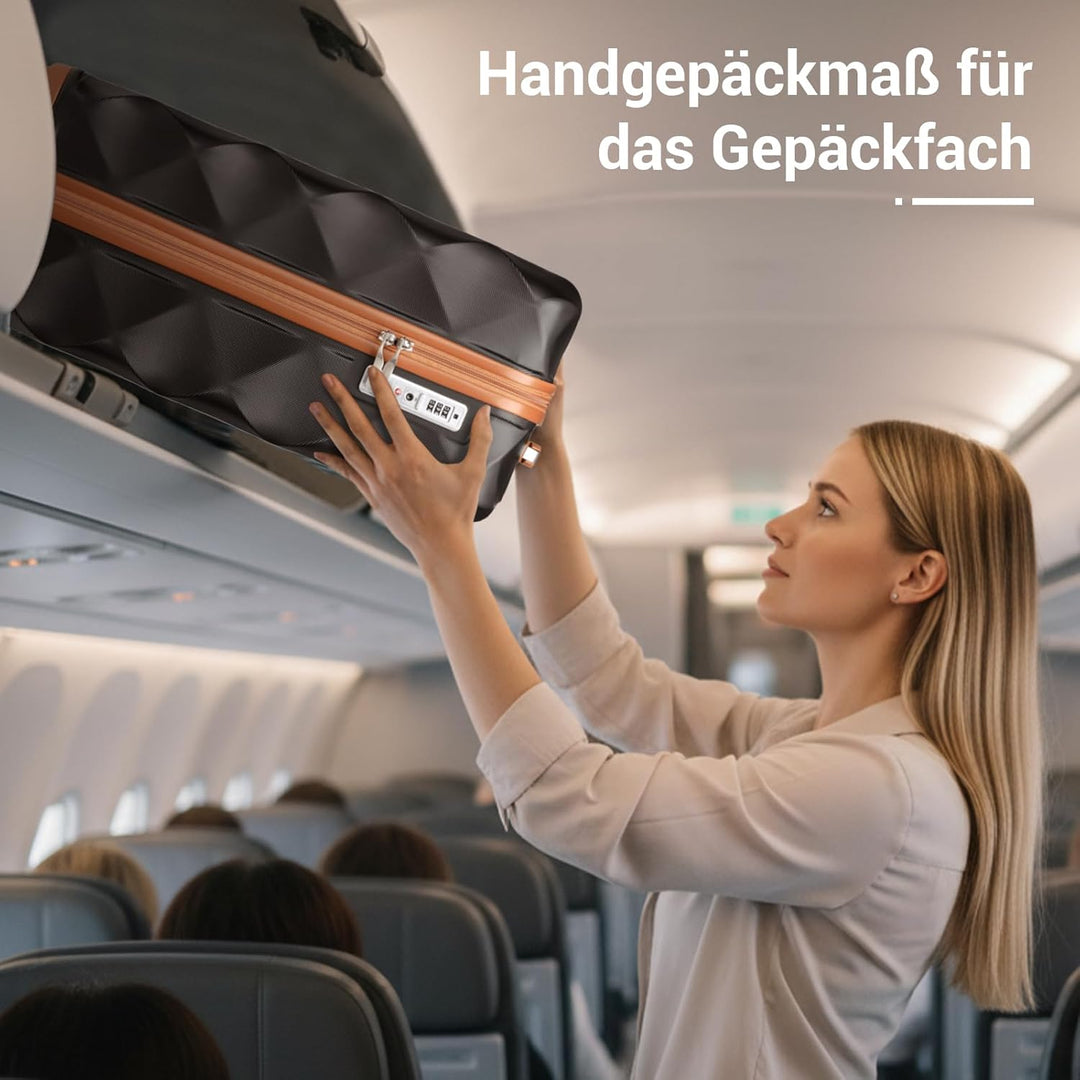 British Traveller Handgepäck Koffer 54x36.5x21.5 cm, Hartschalen Reisekoffer aus ABS+PC mit TSA-Schl