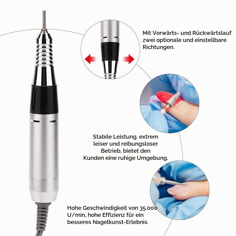 Professionelle elektrische Nail Art Bohrstift Maniküre Maschine Nagelfeilen Handstück Nagelbohrstift