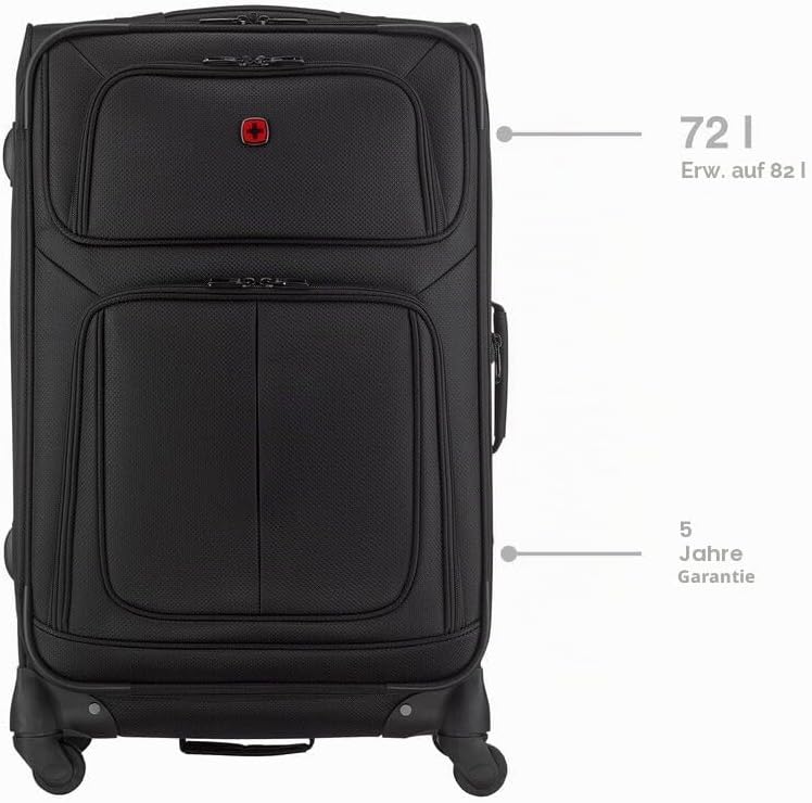 WENGER Sion Medium Weichschalenkoffer mit 4 Rollen, Trolley, Mittelgross, 72 (82) l, Erweiterbar, Da