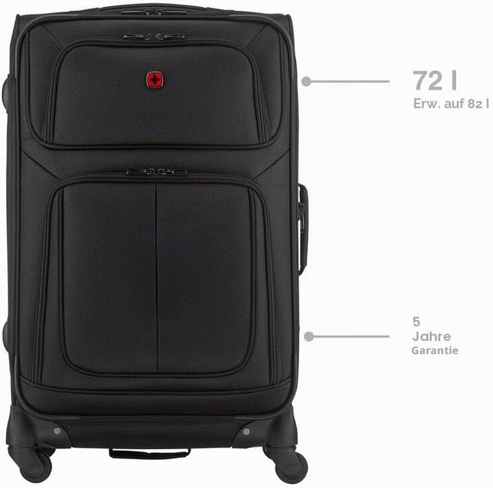 WENGER Sion Medium Weichschalenkoffer mit 4 Rollen, Trolley, Mittelgross, 72 (82) l, Erweiterbar, Da