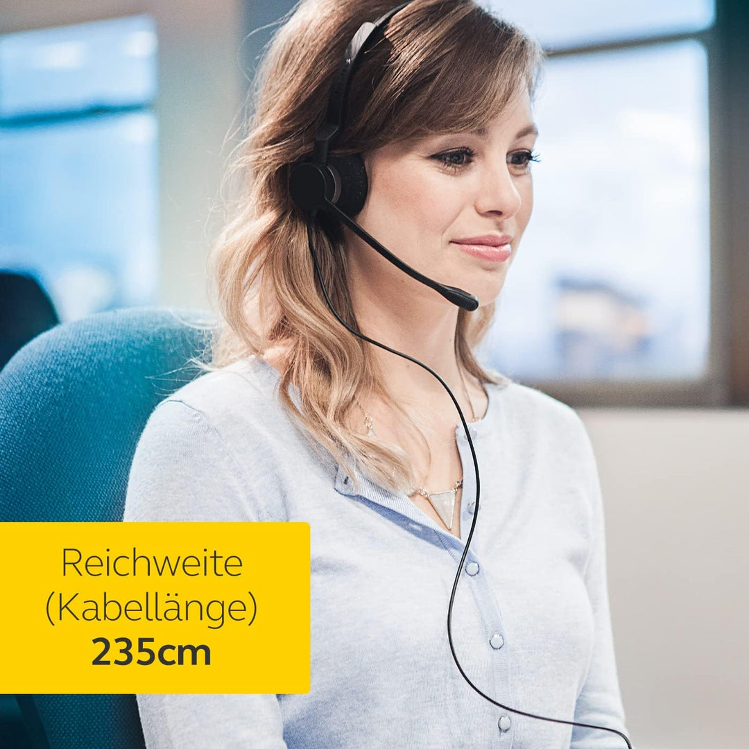 Jabra Biz 2300 USB-A MS On-Ear Mono Headset - Skype for Business zertifizierte Noise Cancelling Kabe