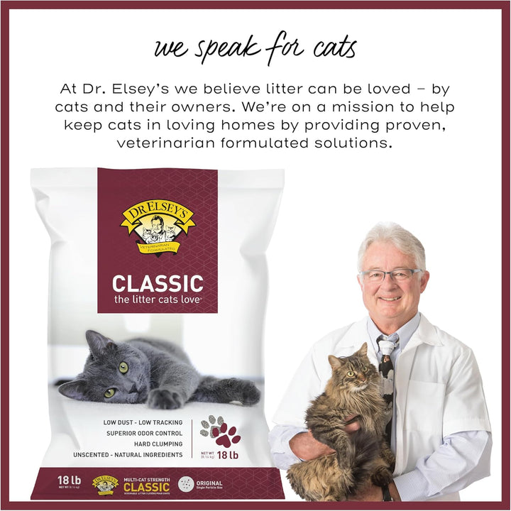 Dr. Elsey's Premium Clumping Cat Litter - Classic - 99.9% Dust-Free, Low Tracking, Hard Clumping, Su