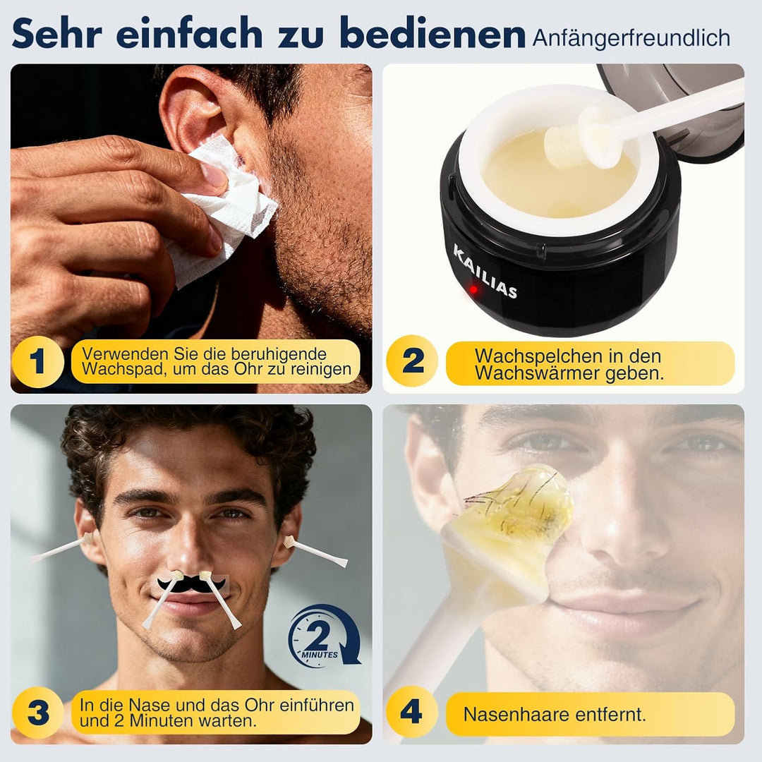 Nose Wax Kit,Nasenhaar Wachs,Nasenwachs Haarentfernung Set für Männer und Frauen,Tragbarer Nasenhaar
