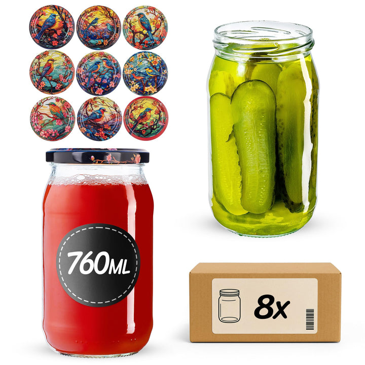 KADAX Einmachgläser 760ml TO82, Grosse Sturzgläser mit Schraubdeckel, Einkochgläser Fermentierglas f