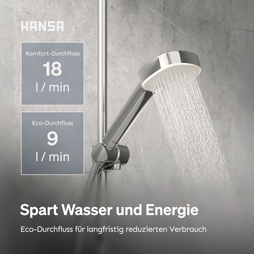 HANSA BASICJET Style Duschkopf mit 3 Strahlarten I Handbrause Dusche | Anti-Kalk Funktion I Brauseko