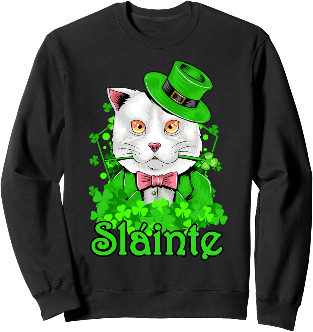 Slainte Irish Cheers Irische Katze St Paddys Day Sweatshirt
