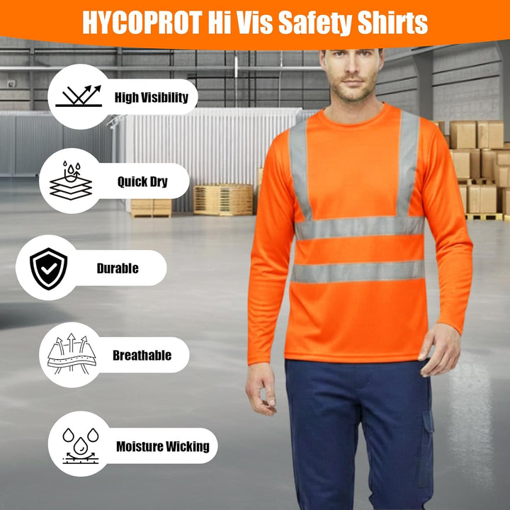 HYCOPROT Warnschutz T-Shirt Warnweste Reflektierend Warnweste Atmungsaktiv Leicht Kurzarmshirt Kurza