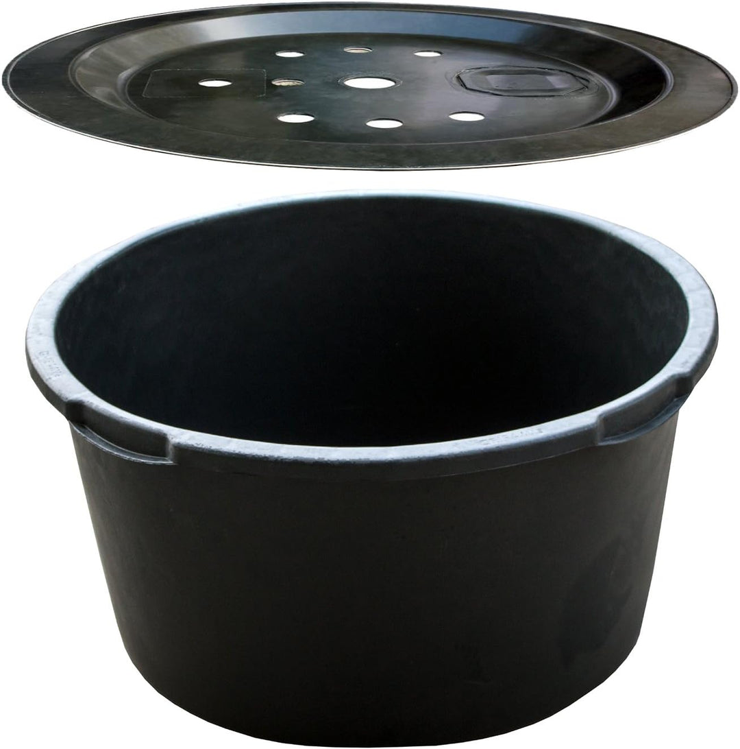 Set: PE Becken / Rundbecken + GFK Abdeckung D=66cm, H=35cm, 90L für Wasserspiele u. Brunnen von INTE