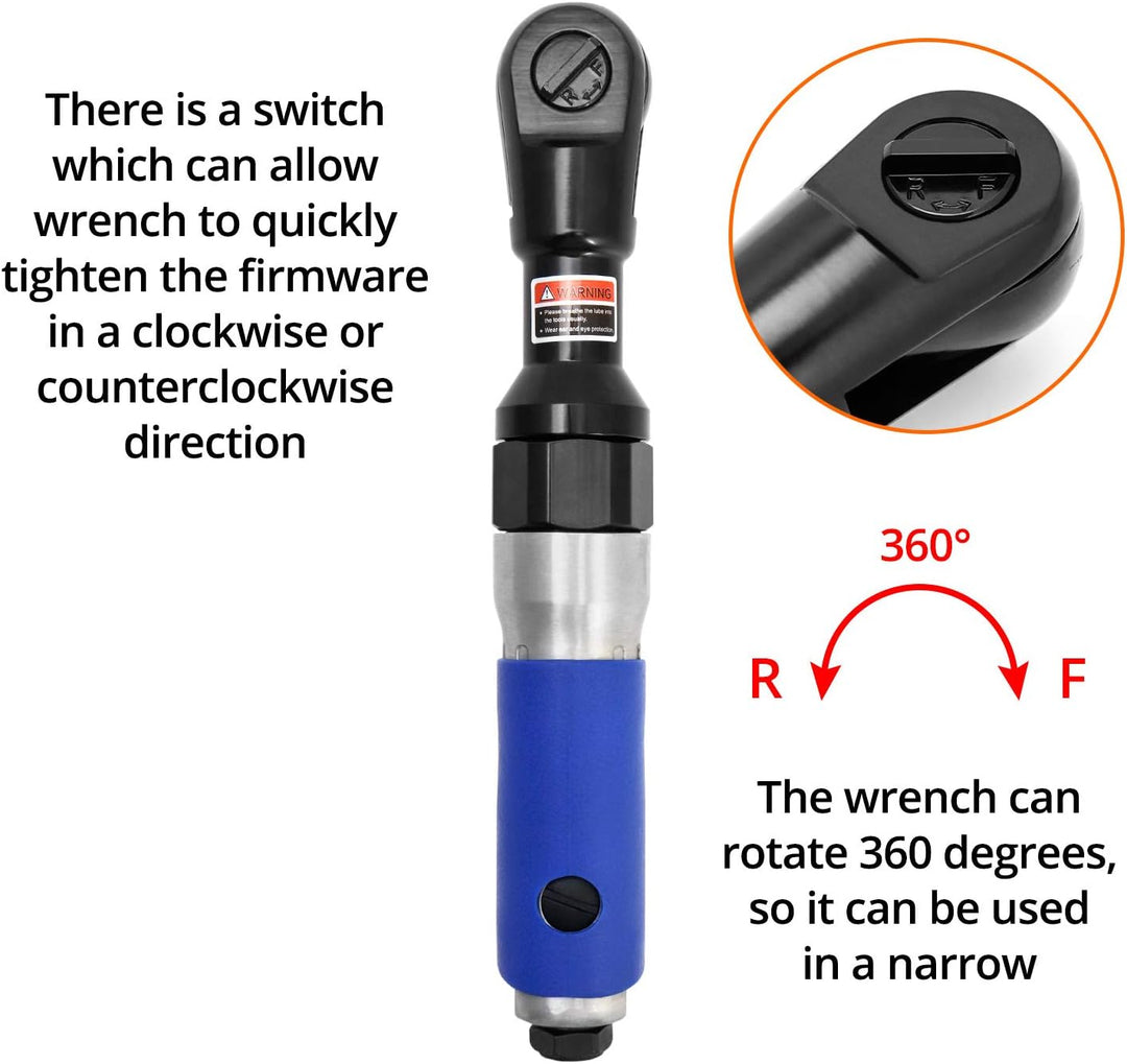 QWORK® Druckluft Ratschenschrauber , 1/2" / 12.5mm , 85 N.M maximales Drehmoment, 1/2"