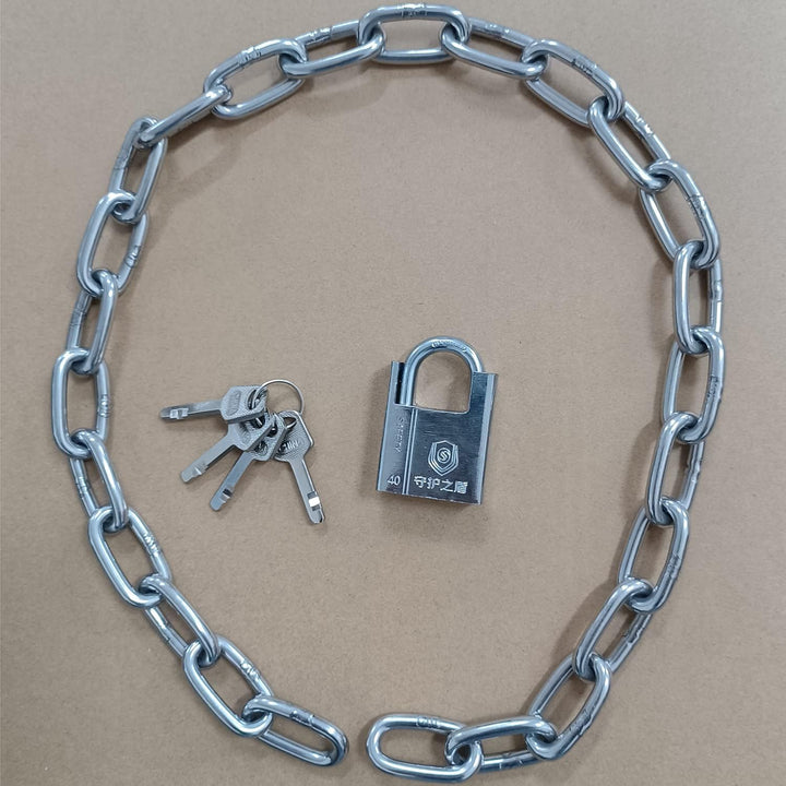 WANLIAN 6 mm Sicherheitskette und Schloss-Kit, 80cm Edelstahlkette und Vorhängeschloss mit 4 Schlüss