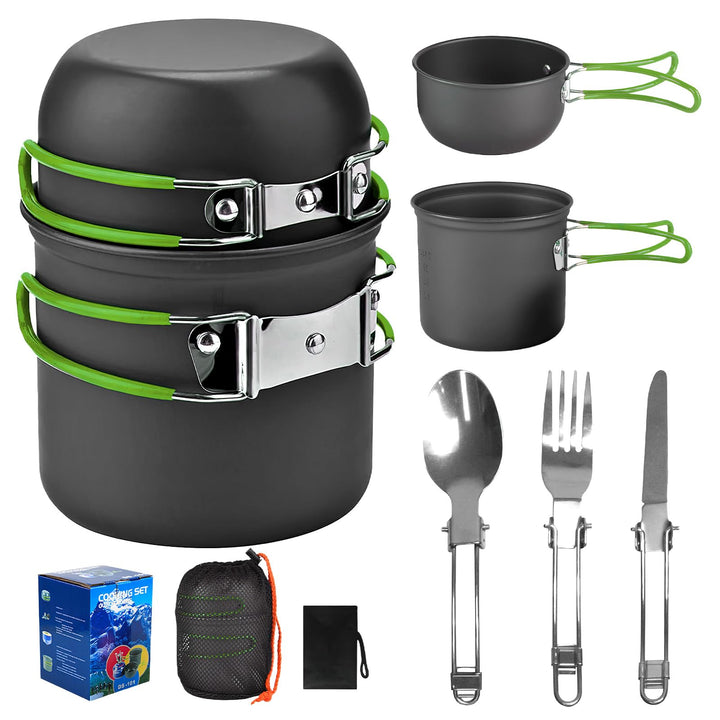 Camping Kochgeschirr Set, Essgeschirr Outdoor, Outdoor Kochset, Camping Kochgeschirr Set für 1-2 Per