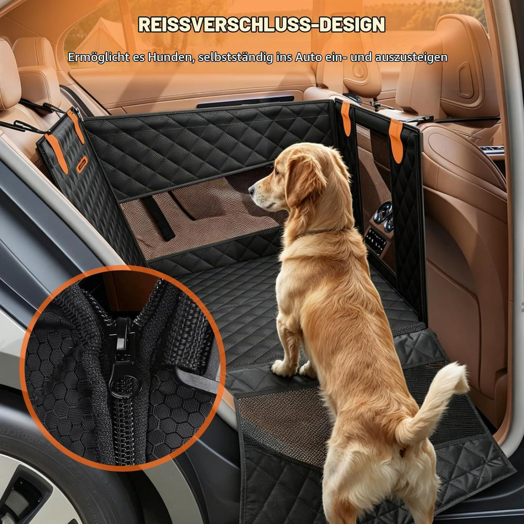 Nobleza Hundeautositz L72 x B58 x H55cm Schwarz | Rücksitzverlängerung Verstärkt für Mittlere Hunde