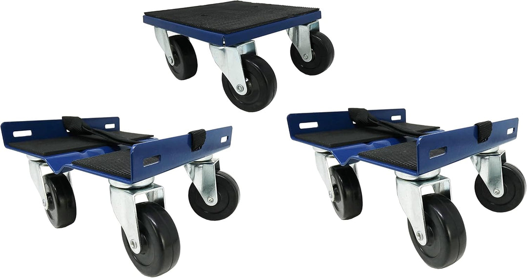 Shepherd Hardware 9298 9298E Snow-Mobile Dolly, Blue, 7-1/8 Inch x 7-3/4 Inch, Set of 3 Pieces