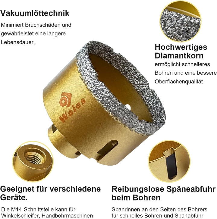 Diamantbohrer -Fliesenbohrer für Keramik, Porzellan, Granit & Feinsteinzeug Für Trocken- und Nassgeb