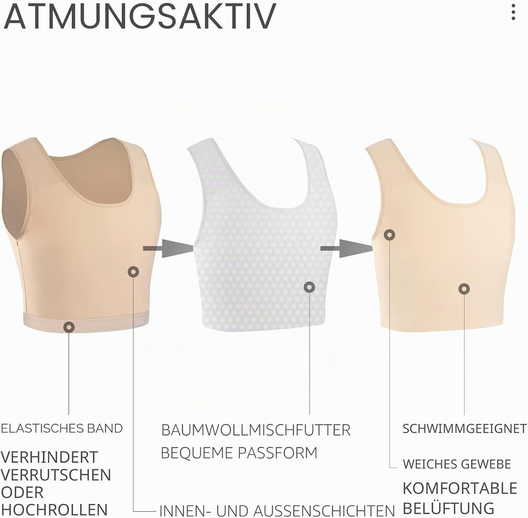 XUJI Brust Binder Transgender FTM Elastische Kompression BH Pullover Tank Top L Schwarz, L Schwarz