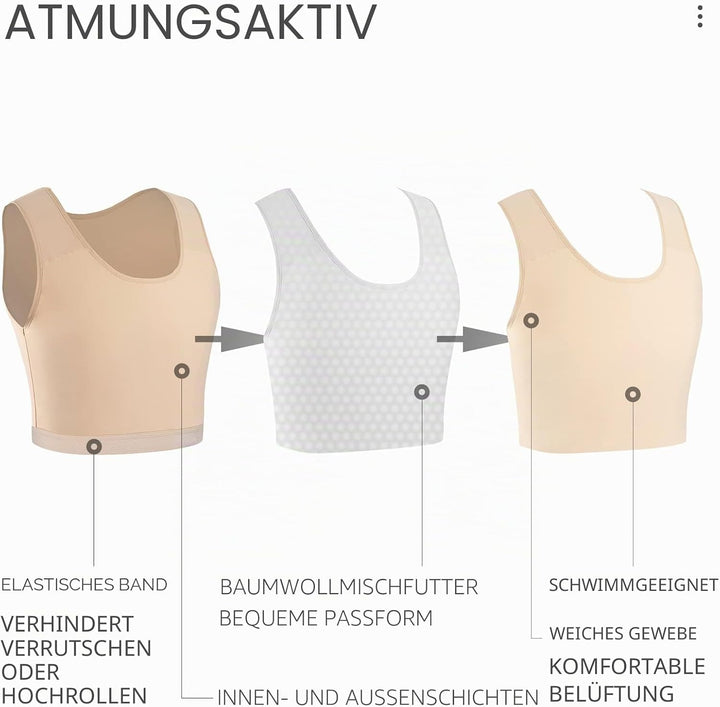 XUJI Brust Binder Transgender FTM Elastische Kompression BH Pullover Tank Top L Schwarz, L Schwarz
