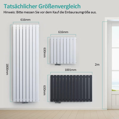 EMKE Design-Heizkörper 630x620mm Heizkörper Horizontal Anthrazit Paneelheizkörper Seitenanschluss Do