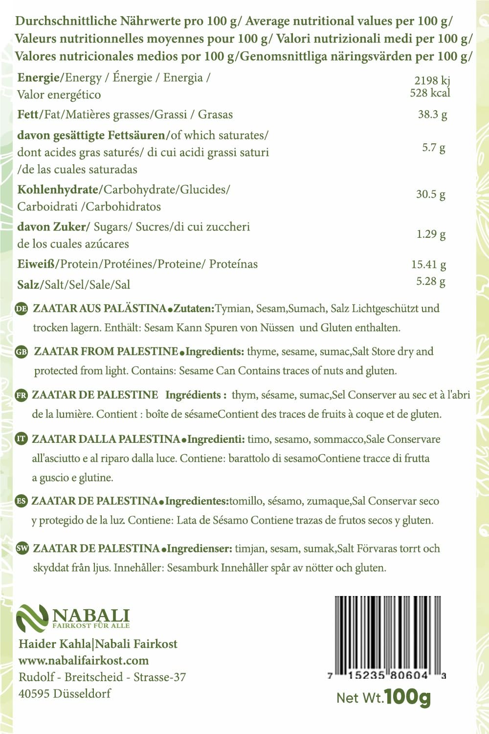 NABALI FAIRKOST FÜR ALLE Zatar Za&