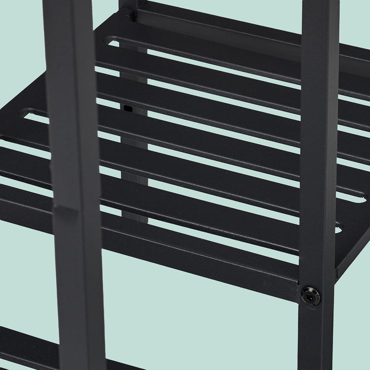 Relaxdays Pflanzenregal 7 Ebenen für Ihre Schätze Grün Metall HxBxT 81x80x28,5cm Schwarz 81 x 80 x 2