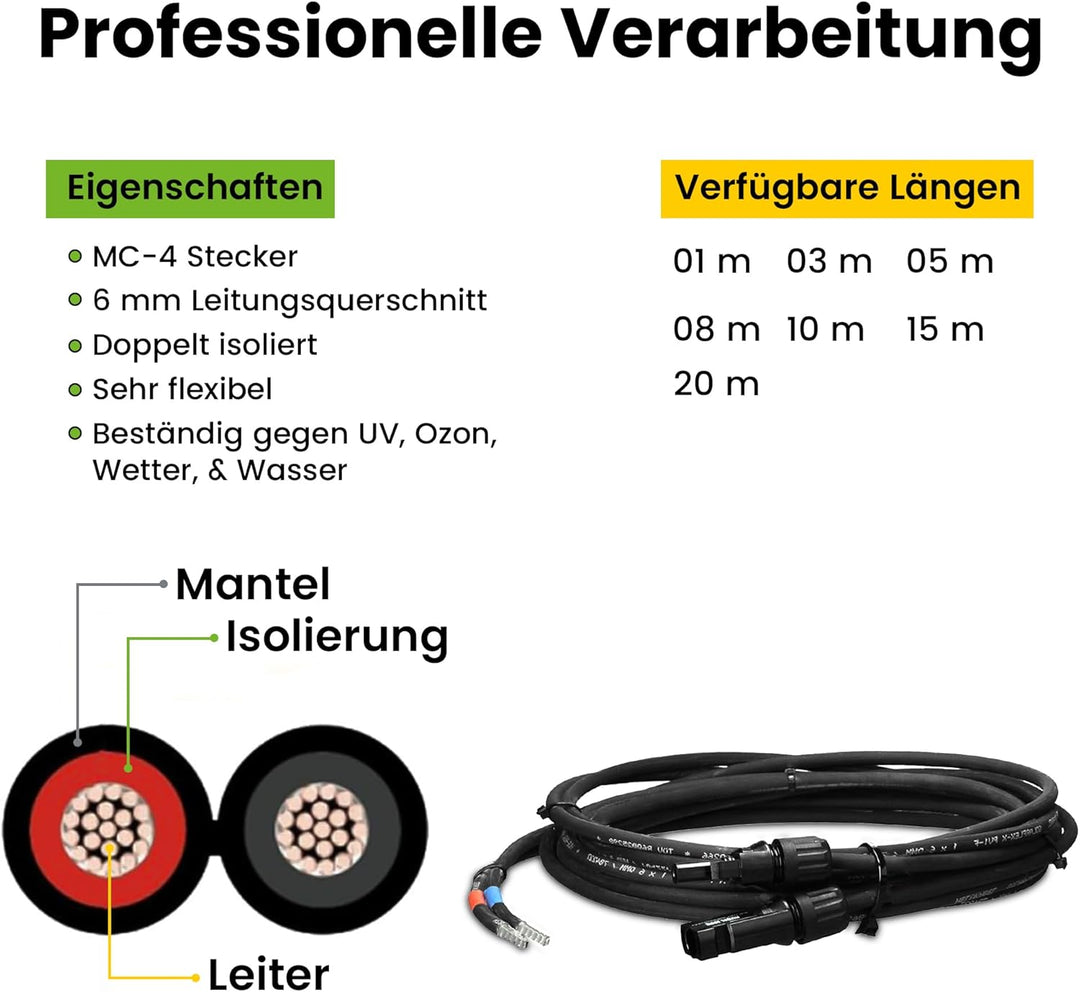 Offgridtec 3m 6mm² Solar-Verbindungskabel mit Solarstecker, 3m