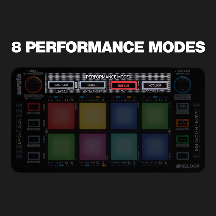 Reloop Neon – Add-On USB DJ Controller mit anschlagdynamischen RGB-Performance-Drumpads, Plug and Pl