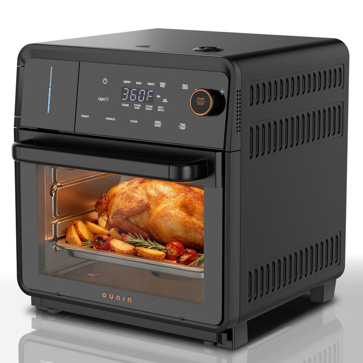 OUNIN 18L Multifunktionsbackofen, 11-in-1 Dampfbackofen und Heissluftfritteuse, Zweigaren, 360° Umlu