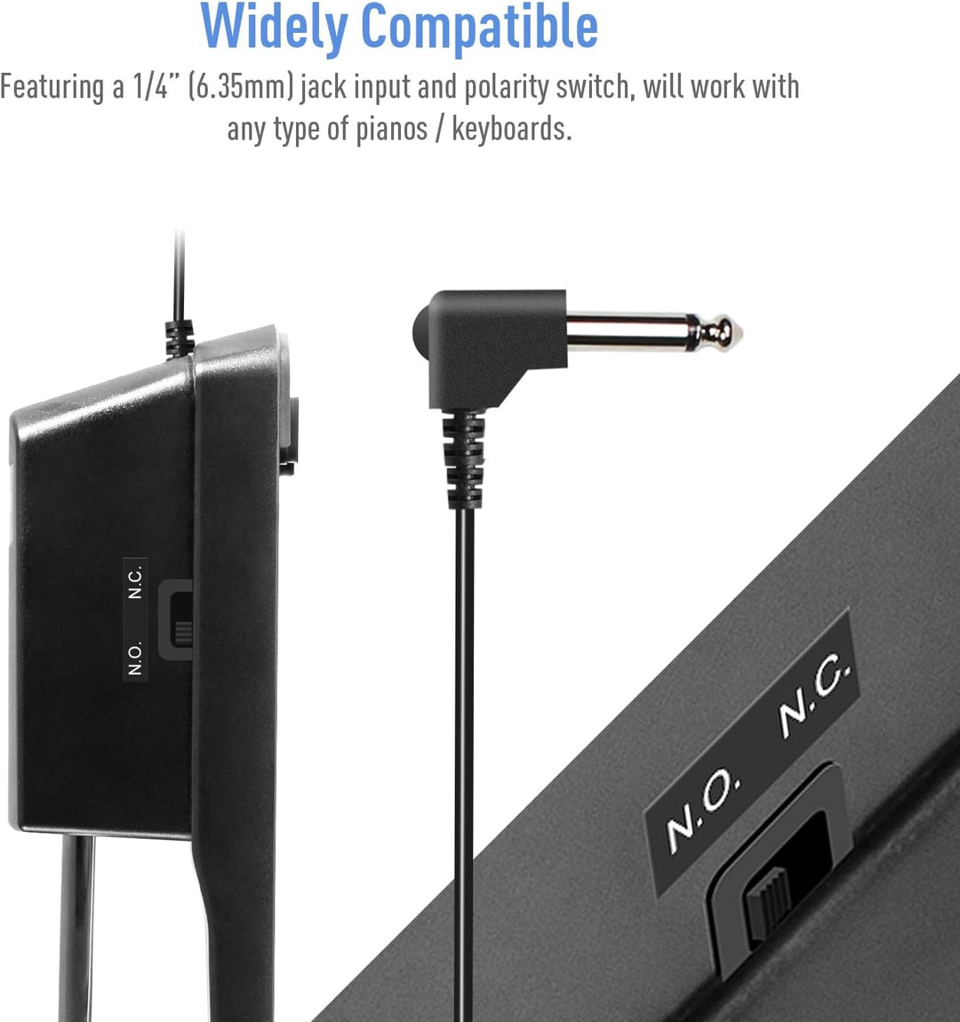 VOHALO Sustain Pedal für MIDI Keyboards Digital Pianos Fusspedal Polaritätsschalter 2M Kabel