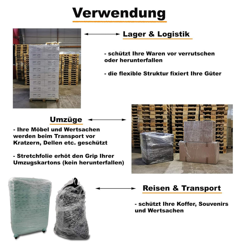 Verpacking Mini-Stretchfolie 23my stark 100mm x 150m 40 Rollen reissfest, dehnbar & zuverlässig 40 R
