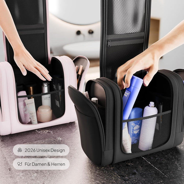 Travelaner® Kulturbeutel Design 2026, 3-in-1 Kulturtasche zum Aufhängen mit 7 Liter Stauraum für Dam