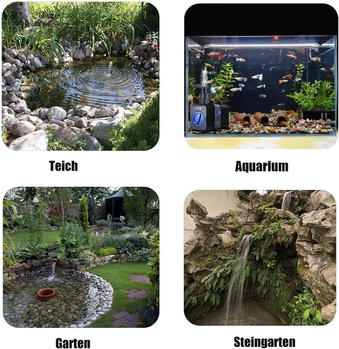 everfarel 3000/3600/4500/L/H ECO Teichpumpe Pumpe Filterpumpen Wasserpumpe für Gartenteiche (8000 L/