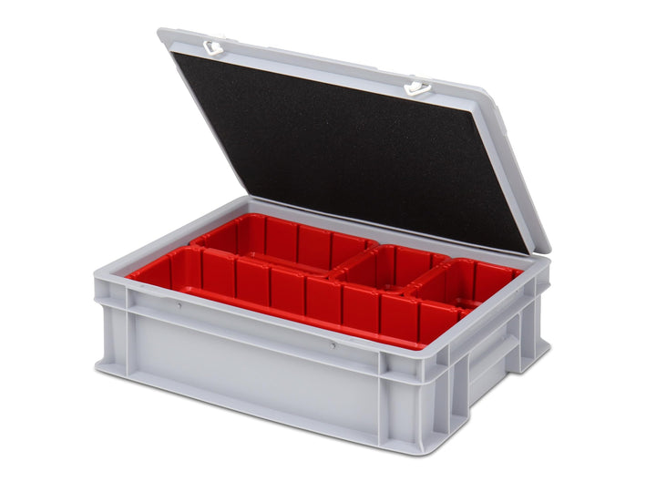 Einsatzkasten Einteilungs-Set für Eurobehälter, Schubladen mit Innenmass 362x262 mm (LxB), 102 mm ho