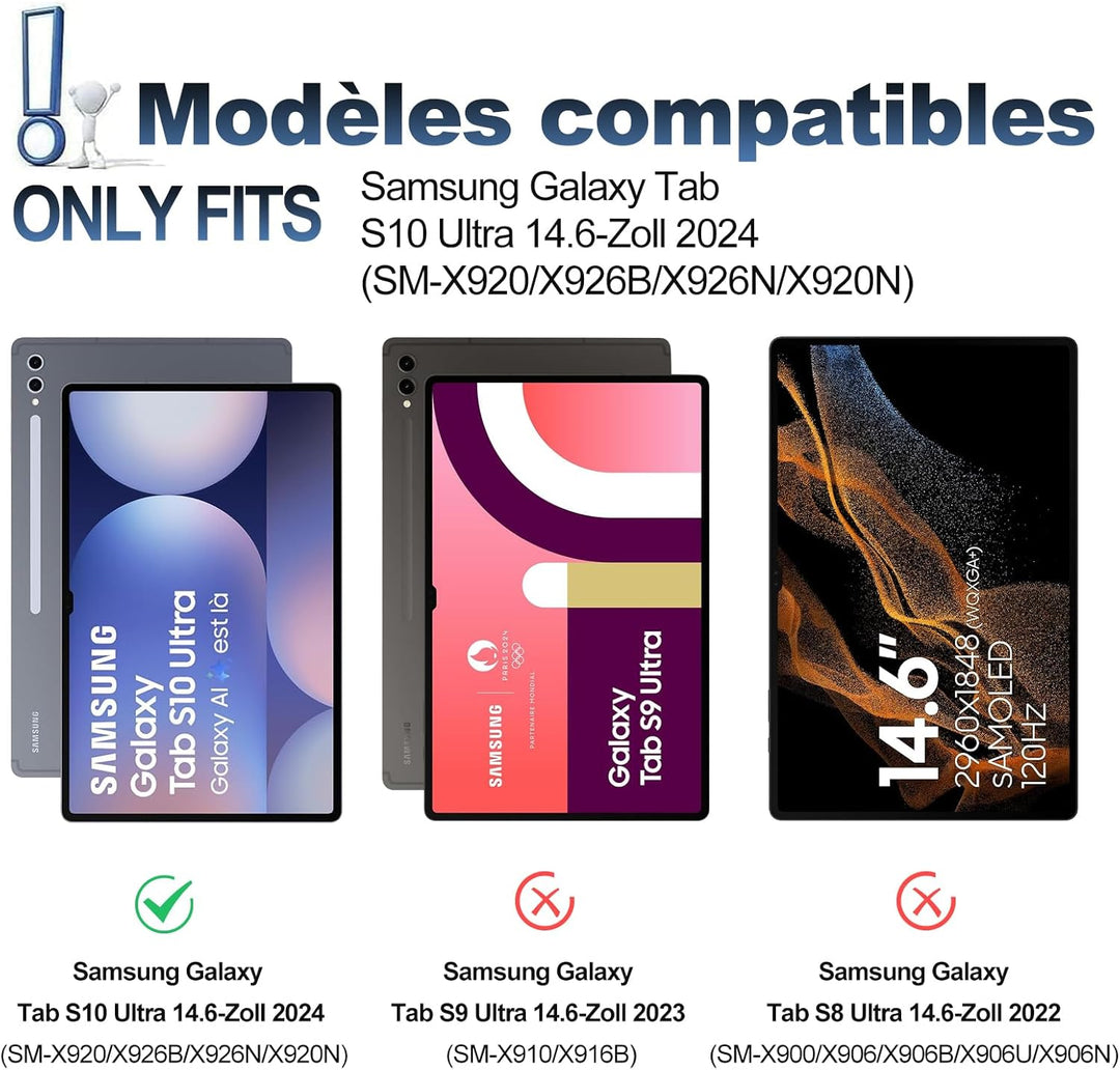 SENGBIRCH Tastatur Hülle für Samsung Galaxy Tab S10 Ultra 14,6 Zoll 2024 - Deutsche QWERTZ Tastatur,