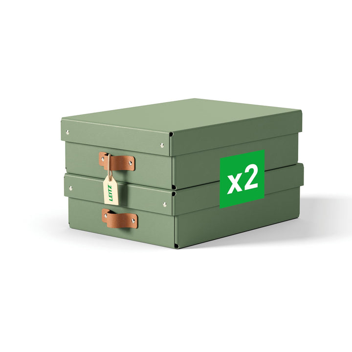 Leitz Puro Flache Aufbewahrungsbox mit Deckel, Medium, 2er-Set, Box 8 L, stapelbar, Organizer-Box fü