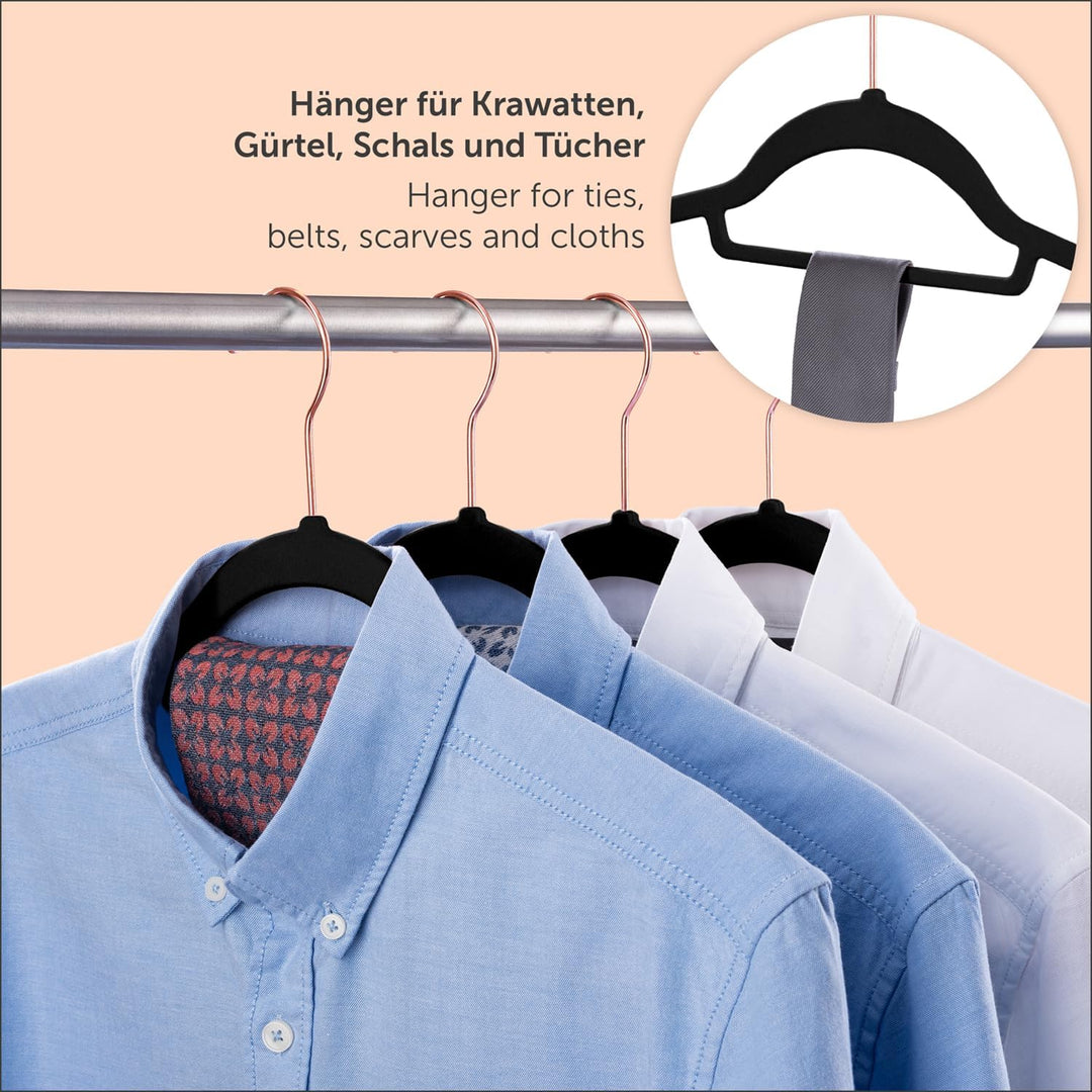 Blumtal Kleiderbügel 50 Stück - Kleiderbügel Samt 360° drehbar und belastbar - Kleiderbügel platzspa
