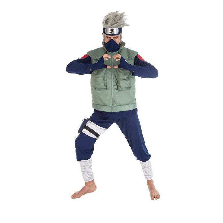 Generique Naruto Kakashi-Kostüm für Herren Lizenz-Verkleidung grün-blau - Blau