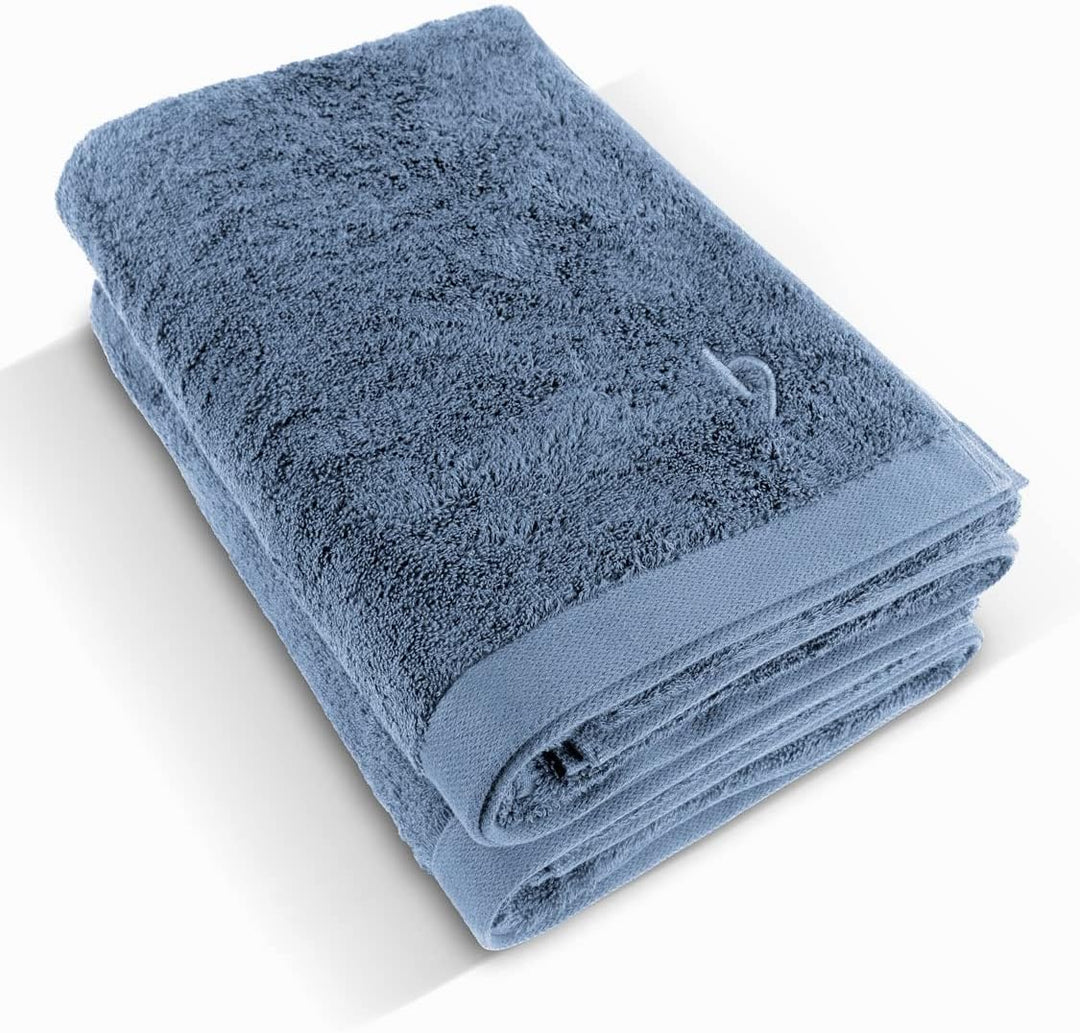 herzbach home Luxus Saunatuch 2er Set Premium Qualität aus 100% Baumwolle 80 x 200 cm 600 g/m² (Grau