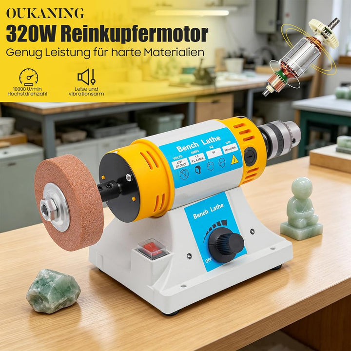 OUKANING Tischpolierer Poliermaschine 10000U/min - Poliermaschine Schmuck 320W Kleine multifunktiona