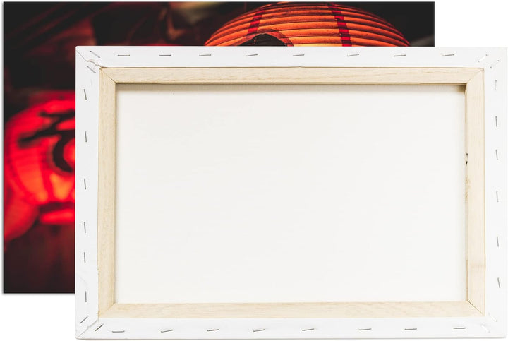 deyoli leuchtende asiatische Laternen Format: 80x60 als Leinwandbild, Motiv fertig gerahmt auf Echth