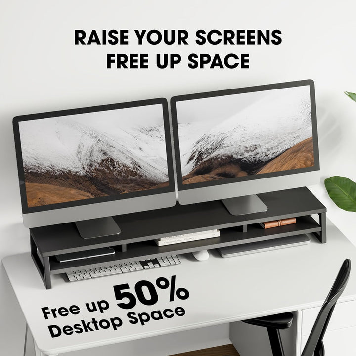 Fenge Dual Monitorständer Riser 108cm Grosse Computer Bildschirmständer für PC/Laptop/Fax/Drucker/TV