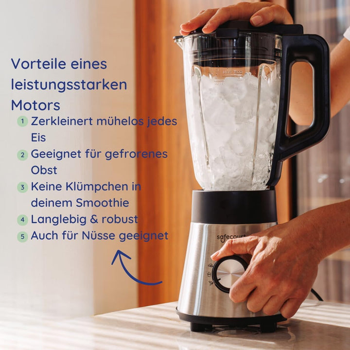 Safecourt Kitchen HB100 - Krachtige Blender Smoothie - 1000W - 1.5L BL100, BL100