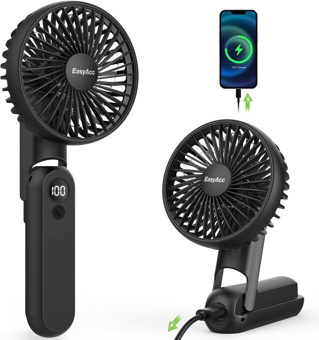 EasyAcc Handventilator,5000mAh Tragbarer Mini Ventilator mit 5 Geschwindigkeiten,15 Stunde Reichweit